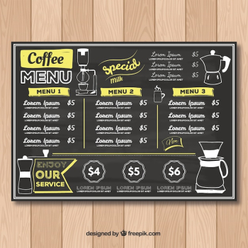 Restaurant menu template in blackboard style Restaurant menu template in blackboard style
