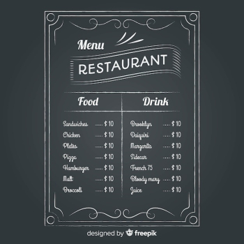 Restaurant menu template with chalkboard style