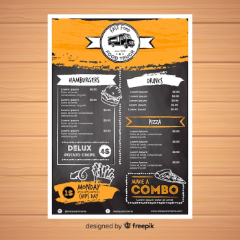 Restaurant menu template with chalkboard style
