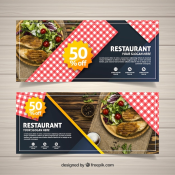 Restaurant web banner collection with photo Restaurant web banner collection with photo