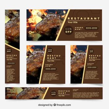 Restaurant web banner collection with photo Restaurant web banner collection with photo