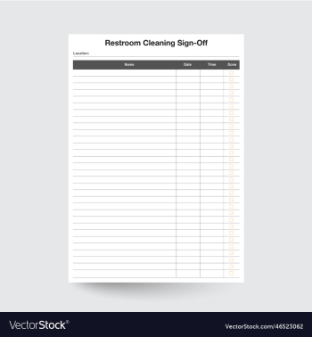 restroom cleaning sign-off sheet restroom cleaning sign-off sheet