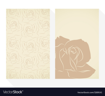 Retro business cards set with silhouette roses vector image