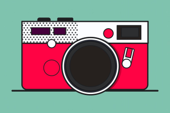 Retro camera pop art music icon illustration Retro camera pop art music icon illustration