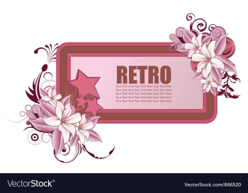 Retro frame with floral and stars vector image Retro frame with floral and stars vector image