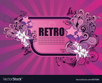Retro frame with floral and stars vector image Retro frame with floral and stars vector image