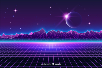Retro futuristic landscape of universe background Free Vector Retro futuristic landscape of universe background Free Vector