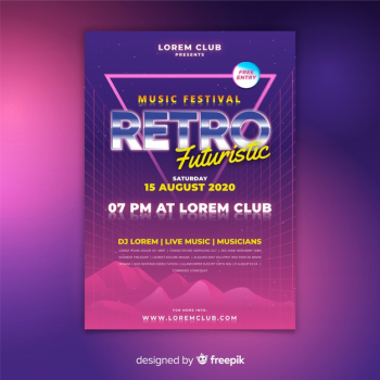 Retro futuristic music poster Free Vector Retro futuristic music poster Free Vector