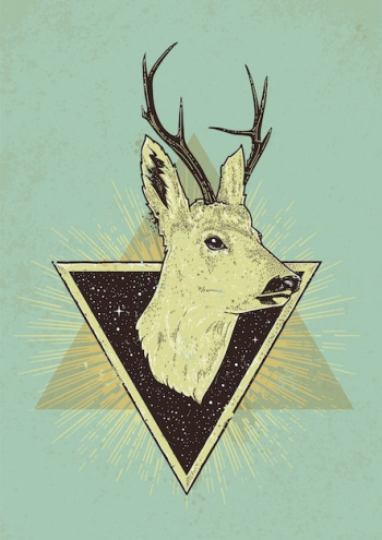 retro illustration of deer with triangles retro illustration of deer with triangles