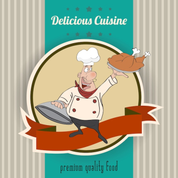 Retro illustration with chef Retro illustration with chef