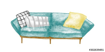 Retro sofa hand drawn vector illustration Retro sofa hand drawn vector illustration