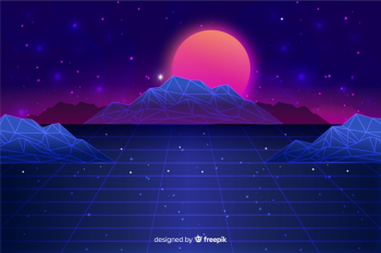 Retro style futuristic landscape background Free Vector Retro style futuristic landscape background Free Vector