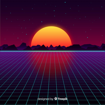 Retro style futuristic landscape background Free Vector Retro style futuristic landscape background Free Vector