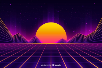Retro style futuristic landscape background Free Vector Retro style futuristic landscape background Free Vector