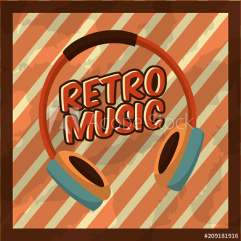 retro vintage headphones audio music vector illustration retro vintage headphones audio music vector illustration