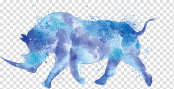 Rhino , Rhinoceros Watercolor painting Drawing, Rhino transparent background PNG clipart