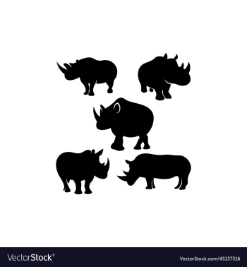 rhino set silhouette icon logo rhino set silhouette icon logo
