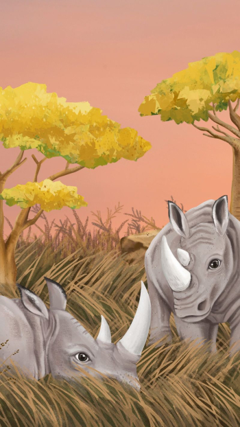 Rhino wildlife iPhone wallpaper, cute | Free Photo Illustration - rawpixel