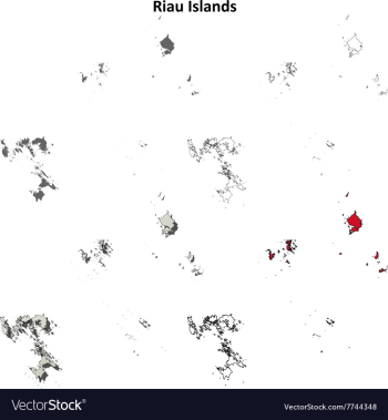 Riau Islands blank outline map set vector image