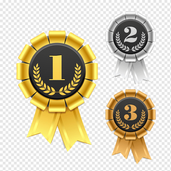 Ribbon Award Rosette, Gold and silver bronze design, label, gold Coin, medal png