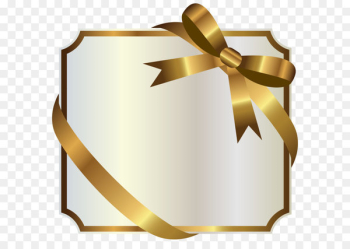 Ribbon Gold Label Clip art - White Label with Gold Bow PNG Clipart Image 