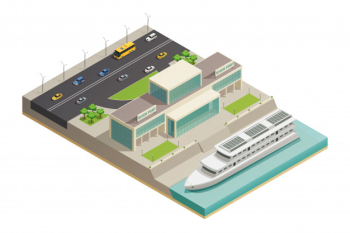 River port cruiser isometric composition Free Vector River port cruiser isometric composition Free Vector