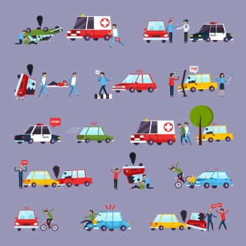 Road accident icons set Free Vector Road accident icons set Free Vector