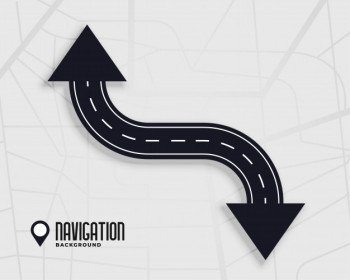 Road navigation background with arrow sign Free Vector