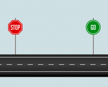 Road pathway with stop and go sign Free Vector