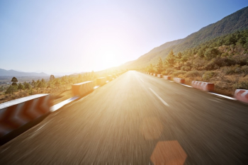 Road with vanishing point at sunset Road with vanishing point at sunset