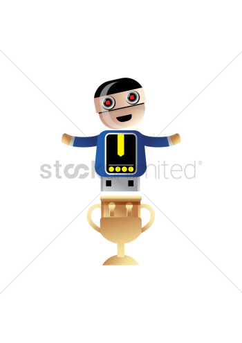 Robot above trophy shadow Robot above trophy shadow