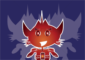 Robot character with dual shadow Robot character with dual shadow