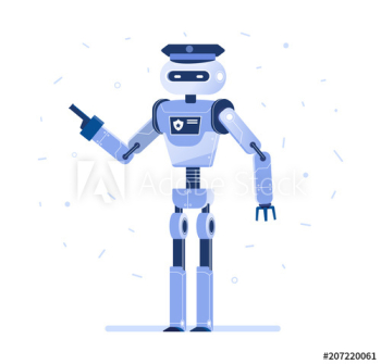 Robot policeman in cap