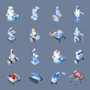 Robot professions icon set Free Vector Robot professions icon set Free Vector