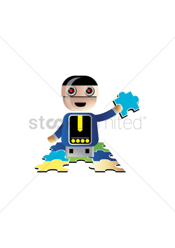 Robot solved puzzle Robot solved puzzle
