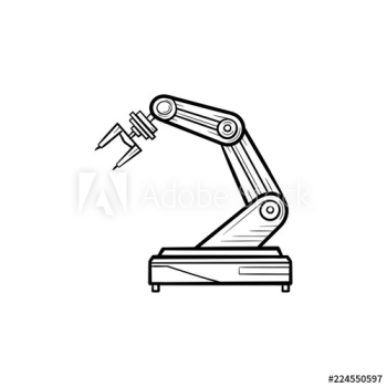 Robotic arm hand drawn outline doodle icon Robotic arm hand drawn outline doodle icon