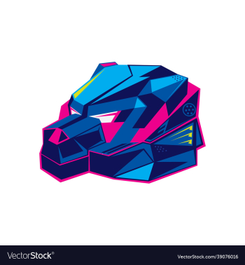 robotic bear head in futuristuc color style