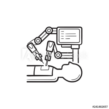 Robotic surgery hand drawn outline doodle icon Robotic surgery hand drawn outline doodle icon