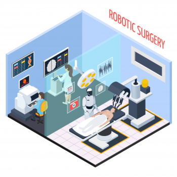 Robotic surgery isometric composition Free Vector Robotic surgery isometric composition Free Vector
