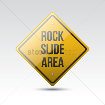 Rock slide area sign Rock slide area sign