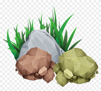 Rock Stone Clip Art - Clipart Of Grass And Rocks Png