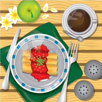 Rolled omelette with sauce Rolled omelette with sauce