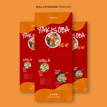 Rollup template for asian japanese restaurant o sushibar Free Psd Rollup template for asian japanese restaurant o sushibar Free Psd