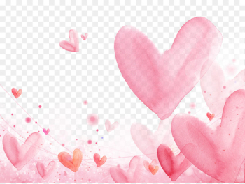 Romance Falling in love Watercolor painting Heart - Floating hearts background 
