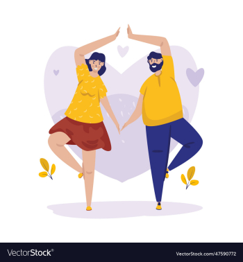 romantic cute couple doing love hand gesture