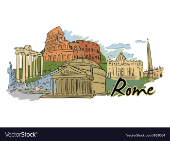 Rome doodles vector image Rome doodles vector image