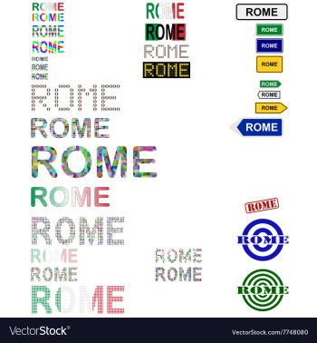 Rome text design set vector image Rome text design set vector image