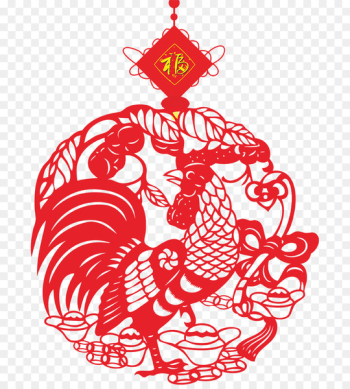 Rooster Chinese New Year Chinese zodiac Gift Chinese astrology - Paper cutting word blessing 