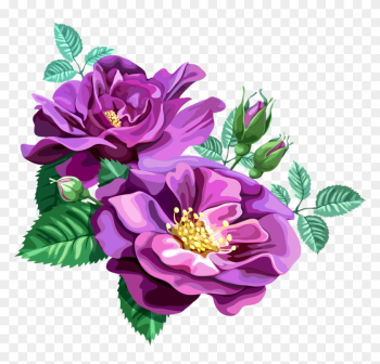 Rose Bouquet Cli̇part Transparent - Free Purple Flowers Vectors