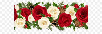 Rose Christmas Flower Clip art - Christmas Rose Garland PNG Clip Art Image 